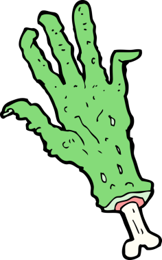 Bir insan tarafından çizilmiş bir zombi eli.