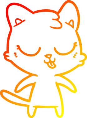 Bir insan tarafından çizilmiş sevimli bir çizgi film kedisinin sıcak çizgi çizgisi.