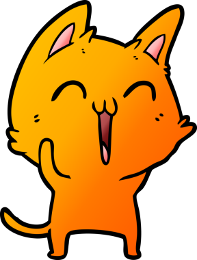 Bir insan tarafından çizilmiş mutlu çizgi film kedisi.