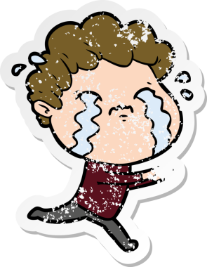 Bir insan tarafından çizilmiş ağlayan bir karikatürcünün sıkıntılı çıkartması.