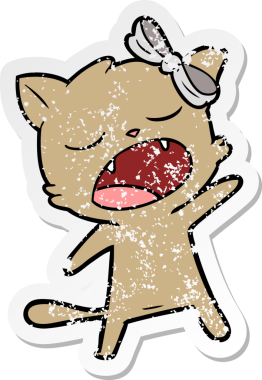 Bir insan tarafından çizilmiş şarkı söyleyen bir çizgi film kedisinin sıkıntılı çıkartması.