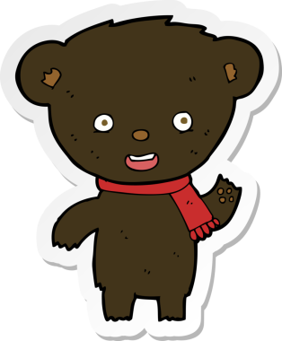 Bir insan tarafından çizilmiş şirin siyah bir ayının çıkartması.