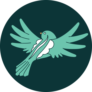 Bir insan tarafından çizilmiş uçan bir kuşun ikonik dövme şekli