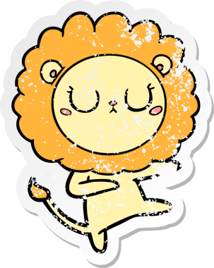 Bir insan tarafından çizilmiş karikatür aslanının sıkıntılı çıkartması.