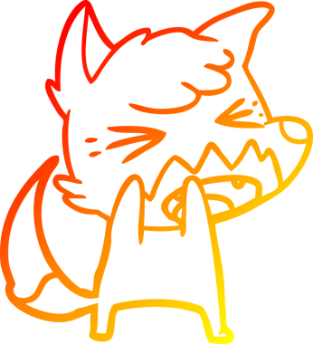 Bir insan tarafından çizilmiş kızgın bir tilkinin sıcak çizgi çizimi