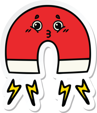 Bir insan tarafından çizilmiş şirin bir çizgi film mıknatısı etiketi.