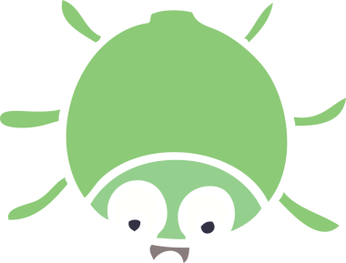 Bir insan tarafından çizilmiş garip çizgi film böceği.