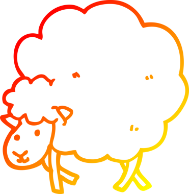 Bir insan tarafından çizilmiş bir koyunun sıcak çizgi çizimi