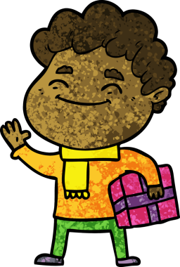 Bir insan tarafından çizilmiş çizgi film dostu bir adam.