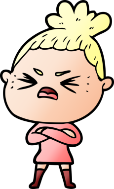 Bir insan tarafından çizilmiş kızgın bir kadın.