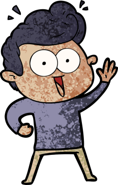 Bir insan tarafından çizilmiş çizgi film bakışlı adam.