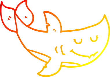 Bir insan tarafından çizilen çizgi film köpekbalığının sıcak çizgi çizimi