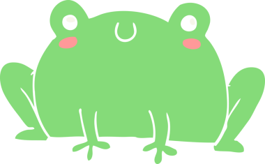 Bir insan tarafından çizilmiş düz renkli kurbağa.