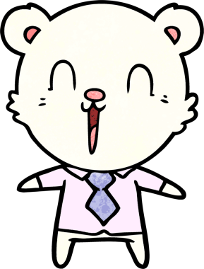 Bir insan tarafından çizilmiş mutlu kutup ayısı çizgi filmi.