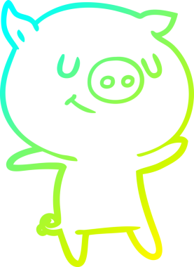 Bir insan tarafından çizilmiş mutlu çizgi film domuzu çizimi.