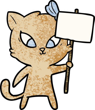 Bir insan tarafından çizilmiş çizgi film kedisi.