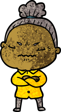 Çizgi film bir insan tarafından çizilmiş yaşlı bir kadın tarafından rahatsız edildi.