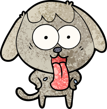 Bir insan tarafından çizilmiş şirin bir çizgi film köpeği.