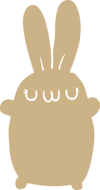 Bir insan tarafından çizilmiş düz renkli çizgi film tavşanı