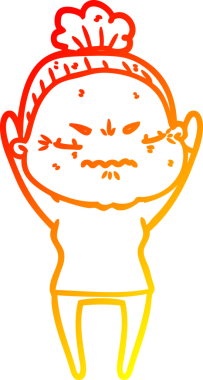 Bir insan tarafından çizilmiş, karikatür çizen yaşlı bir kadın.