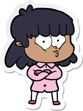 Bir insan tarafından çizilmiş ıslık çalan bir kızın çıkartması.