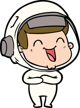 Bir insan tarafından çizilmiş mutlu astronot çizgi filmi.