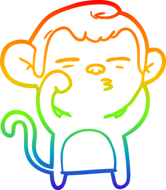 Gökkuşağı gradyan çizgi çizimi Bir insan tarafından çizilmiş şüpheli maymun