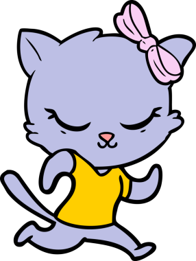 Bir insan tarafından çizilmiş sevimli çizgi film kedisi.