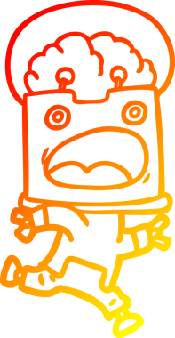 Bir insan tarafından çizilen çizgi film robotunun sıcak çizgi çizimi