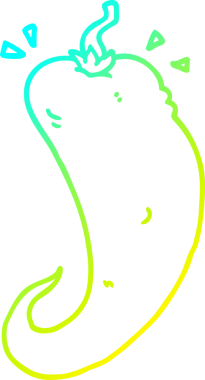 Bir insan tarafından çizilmiş kırmızı biber çizgi filminin soğuk gradyan çizimi