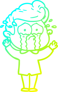 Bir insan tarafından çizilmiş ağlayan bir karikatür çizimi.