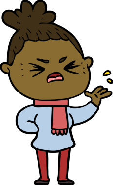 Bir insan tarafından çizilmiş kızgın bir kadın.