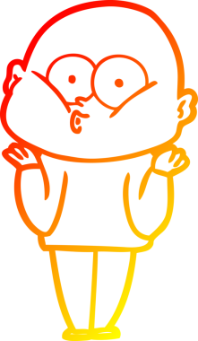 Bir insan tarafından çizilmiş kel bir adamın sıcak çizgi çizimi.