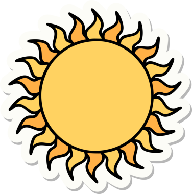 Bir insan tarafından çizilmiş geleneksel güneş şeklinde dövme çıkartması.