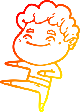 Bir insan tarafından çizilmiş, karikatür dostu bir adamın sıcak çizgi çizimi