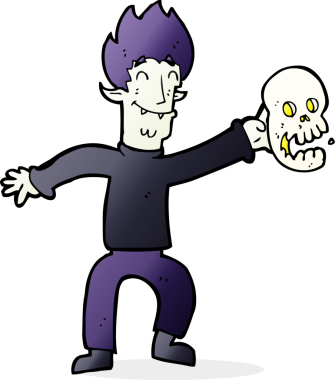 Bir insan tarafından çizilmiş ürkütücü vampir çizgi filmi.