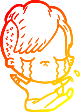 Bir insan tarafından çizilmiş, ağlayan bir çizgi film çizimi.