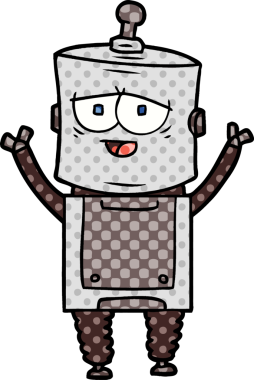 Bir insan tarafından çizilmiş çizgi film robotu