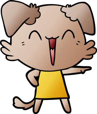 Bir insan tarafından çizilmiş küçük mutlu köpek çizgi filmi.