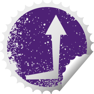 sıkıntılı dairesel soyma etiketi bir insan tarafından çizilmiş tuhaf sembol oku