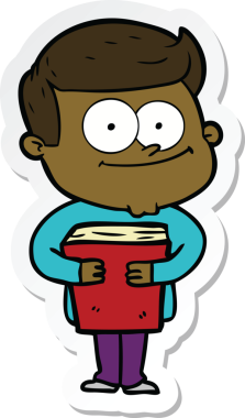 Bir insan tarafından çizilmiş mutlu bir adamın çıkartması.