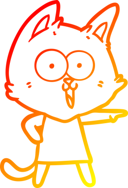 Bir insan tarafından çizilmiş komik bir çizgi film kedisinin sıcak çizgi çizimi