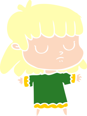 Bir insan tarafından çizilmiş düz renk çizgi film.