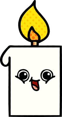 Bir insan tarafından çizilmiş çizgi roman tarzı yanan mum.