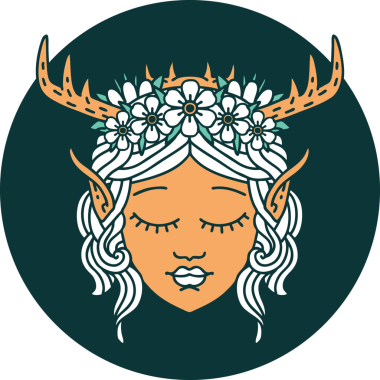 Bir insan tarafından çizilmiş Elf Druid karakteri simgesi