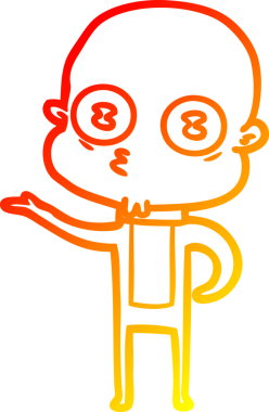 Bir insan tarafından çizilmiş garip kel bir uzay adamının sıcak çizgi çizimi