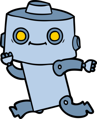 Bir insan tarafından çizilmiş çizgi film robotu