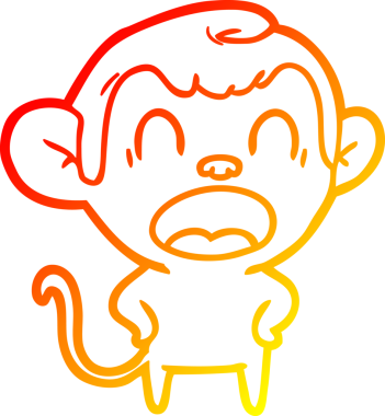 Bir insan tarafından çizilmiş bağıran çizgi film maymunu çizimi