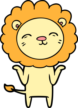 Bir insan tarafından çizilmiş çizgi film aslanı.