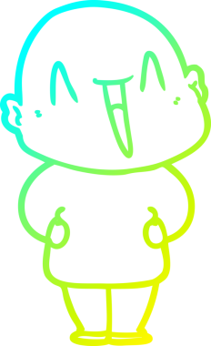 Bir insan tarafından çizilmiş, mutlu, kel bir adamın çizdiği soğuk çizgi.